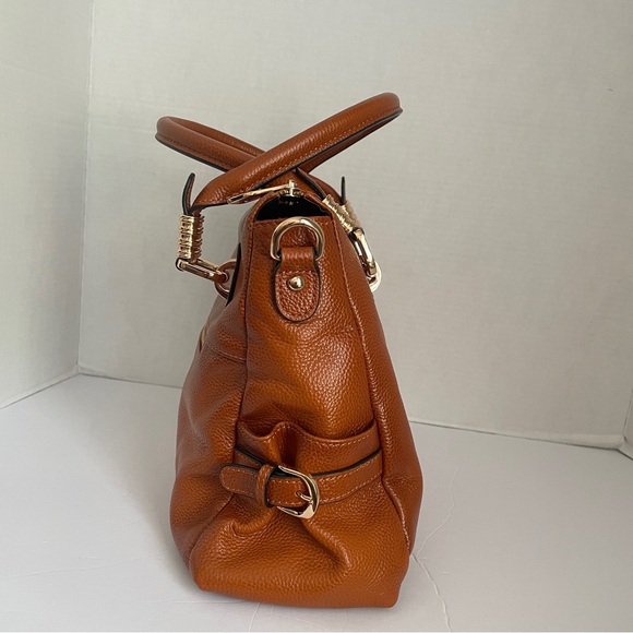 Used Kattee Tan Pebbled Genuine Leather Tote Bag Does not have shoulder strap - Picture 4 of 8